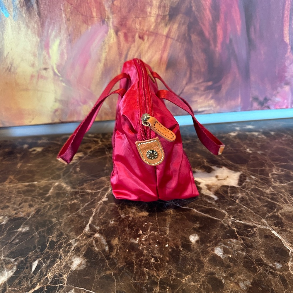 Bric's Raspberry Nylon Tote with Leather Trim - Picture 6 of 8